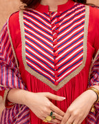 Red Solid & Stripe Suit Set