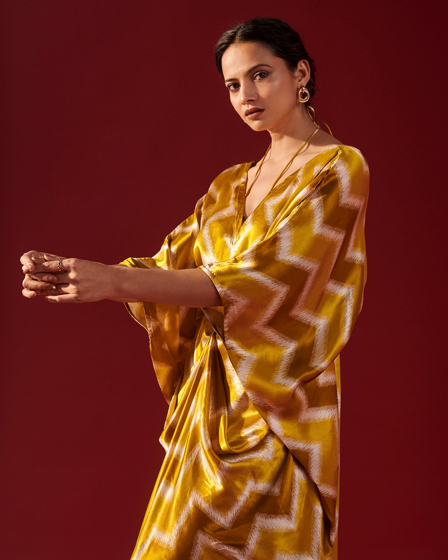 Mustard Blurred Chevron Kaftan
