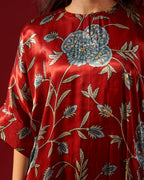 Red Floral Vine Kaftan Kurta Set