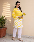 Yellow Stripe & Polka Kurta Set