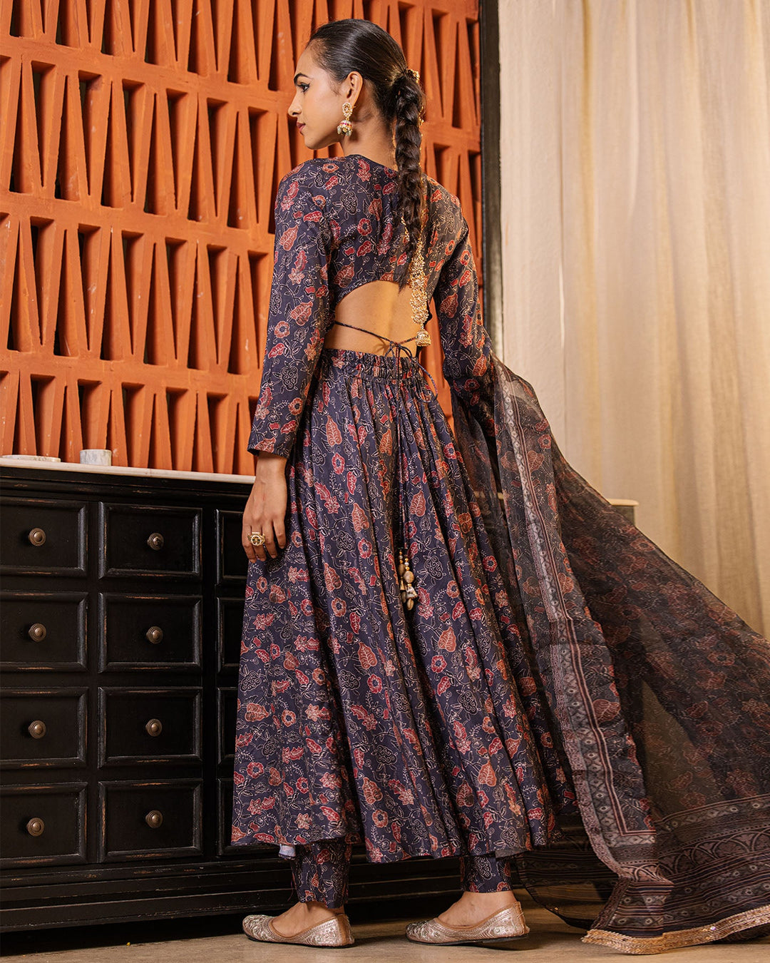 Charcoal Blue Kalamkari Suit Set