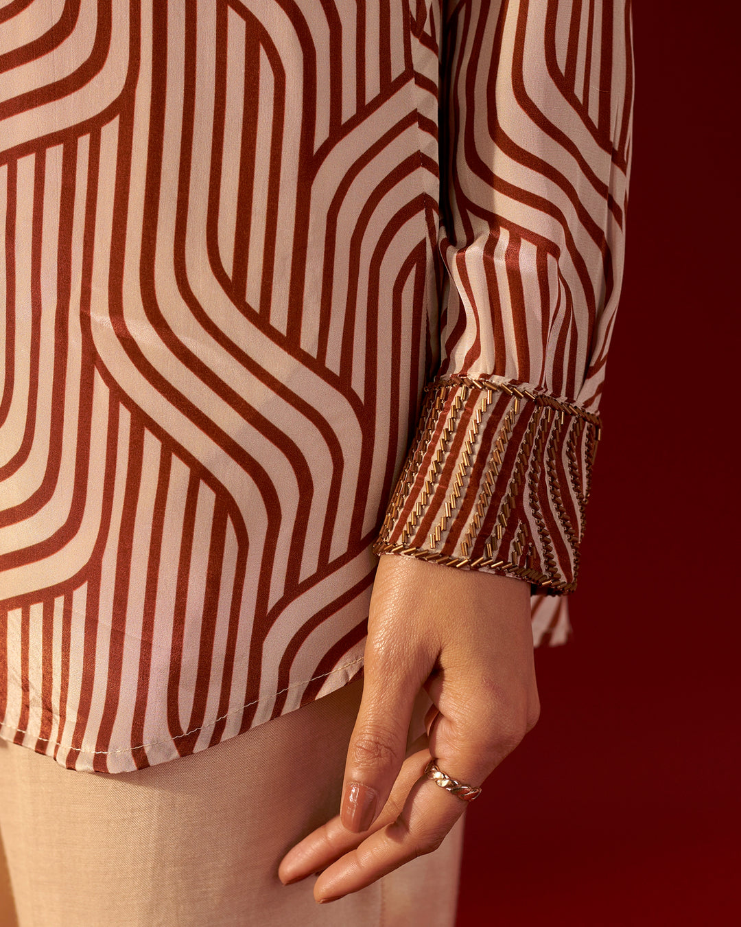 Brown Abstract Stripe Shirt