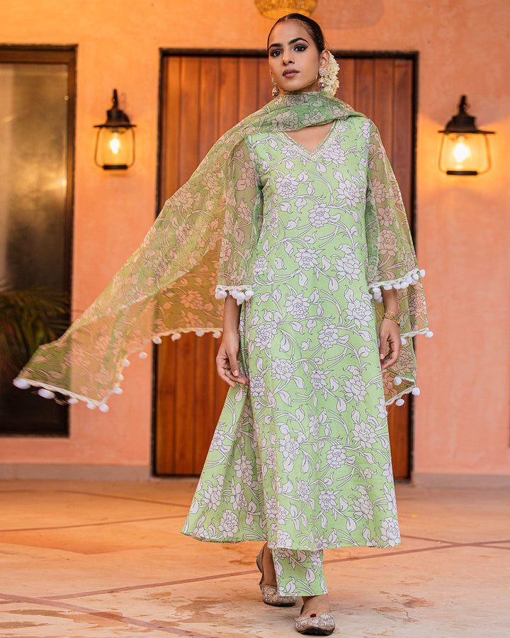 Pistachio Green Kalamkari Suit