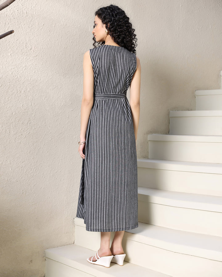 Grey Cotton Wrap Dress