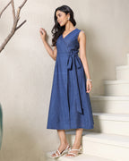 Navy Cotton Wrap Dress