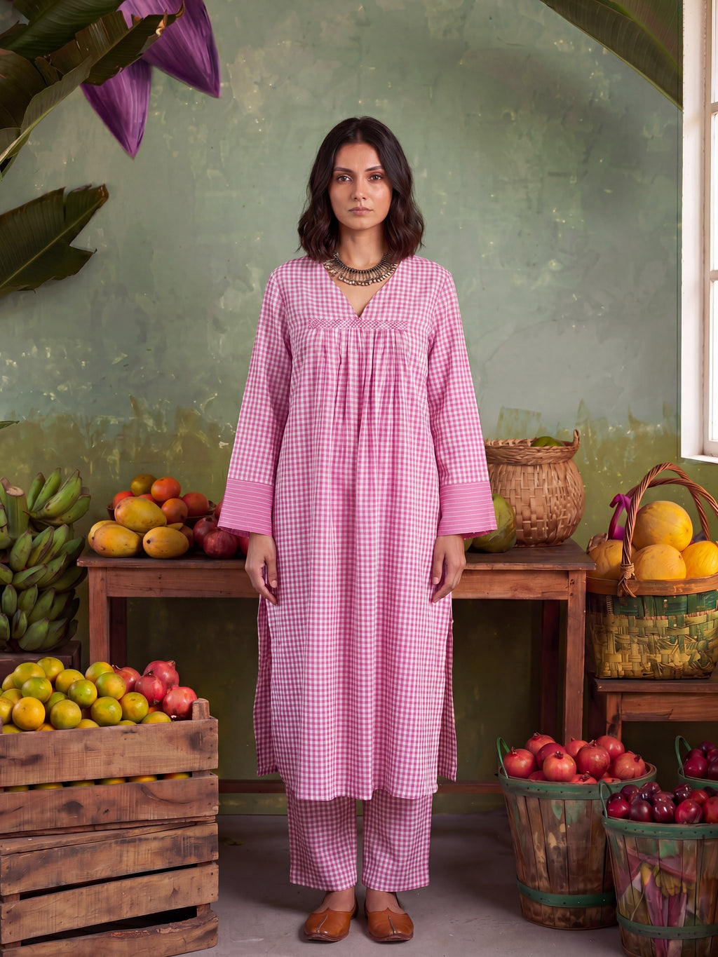 URBAN BLUSH CHECKS KURTA SET