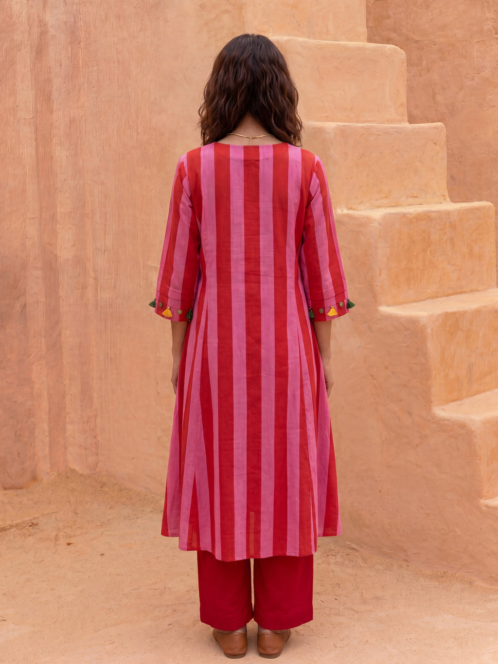 BERRY STRIPE KURTA SET