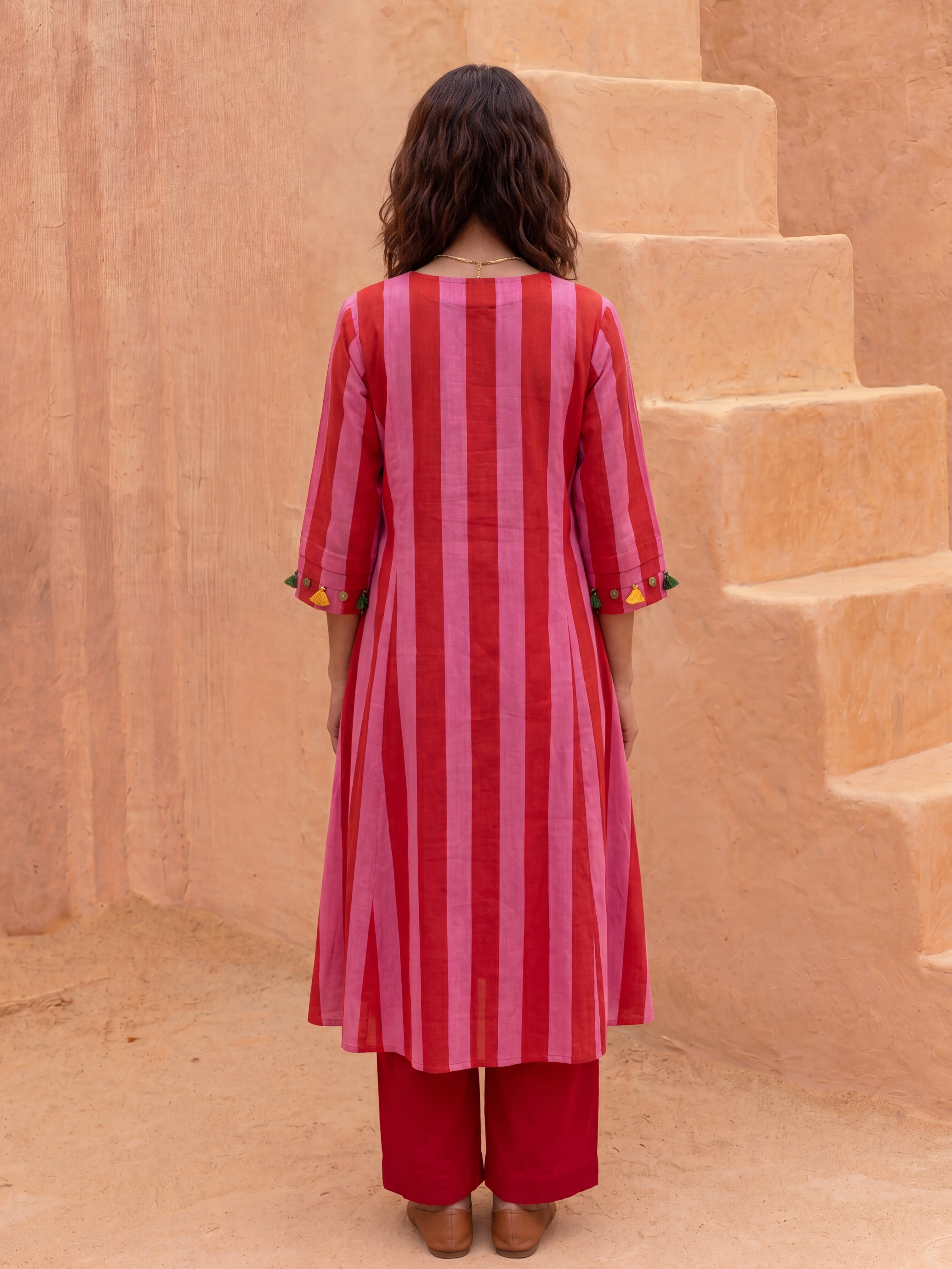 BERRY STRIPE KURTA SET