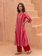 BERRY STRIPE KURTA SET