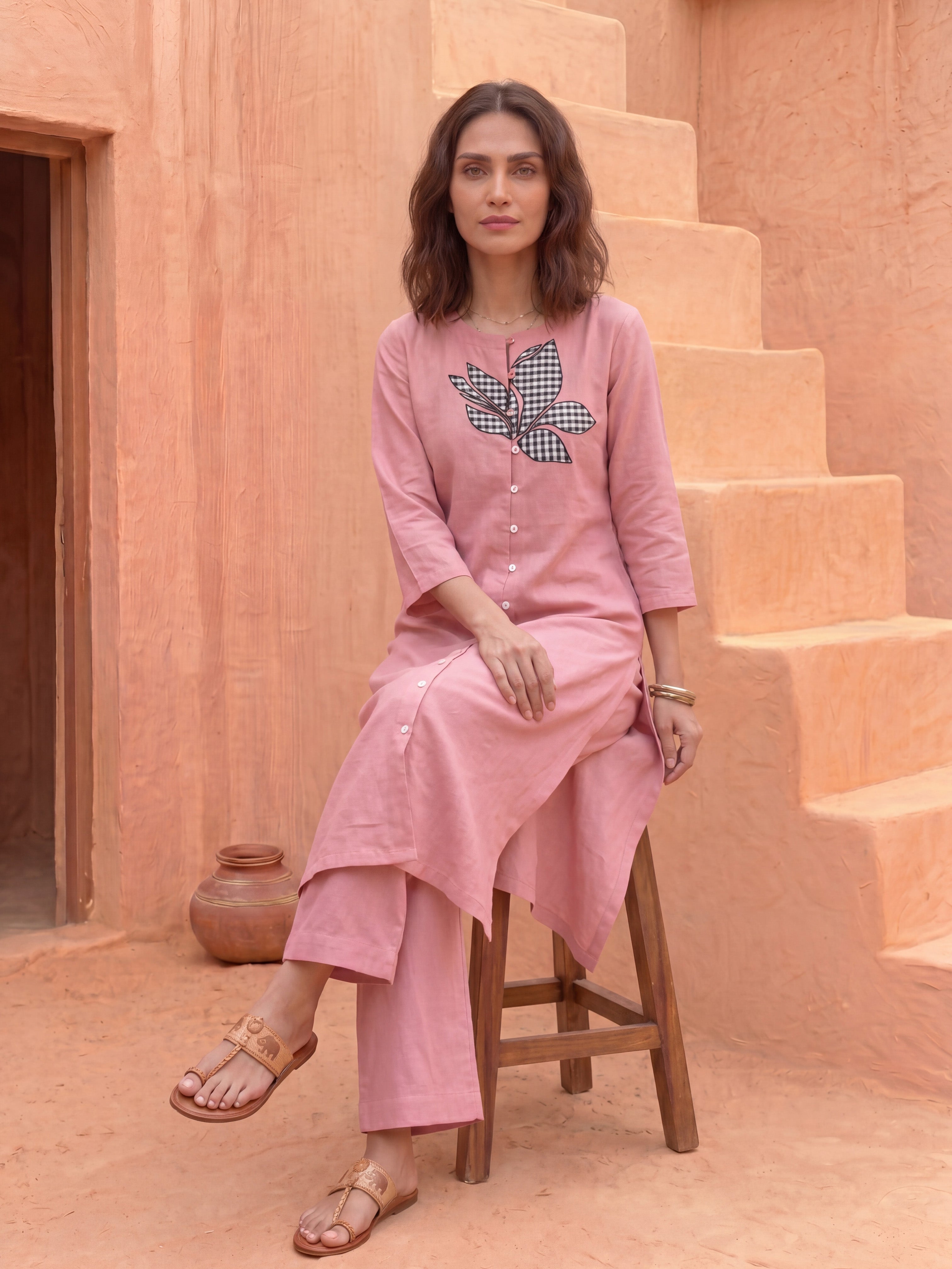 THE ROSE CHECKMATE KURTA SET