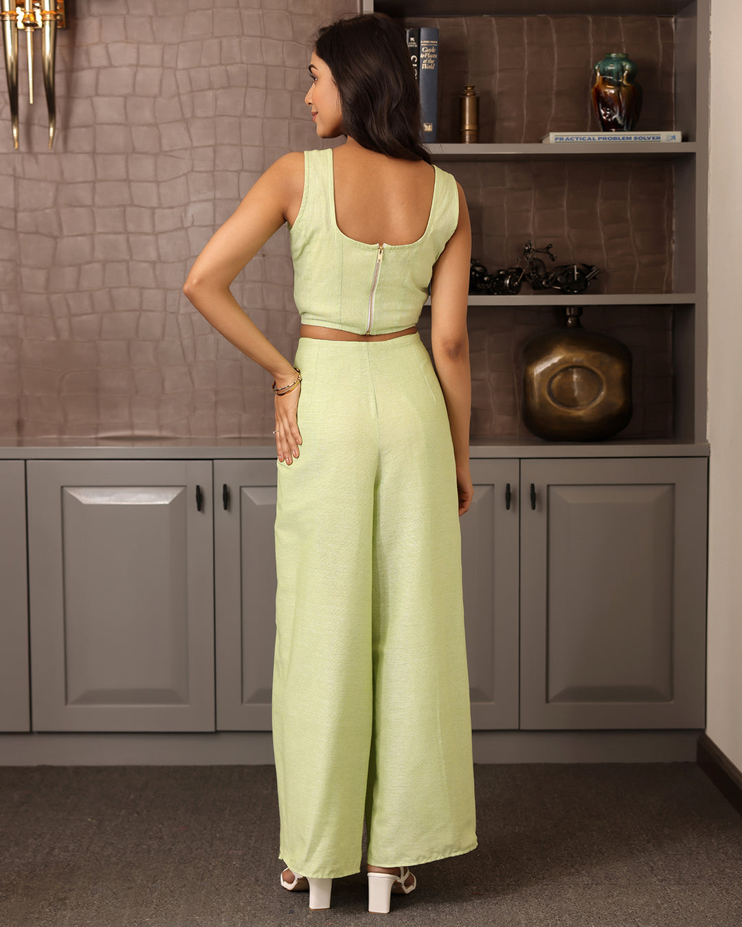 GREEN CROP TOP & PALAZZO SET