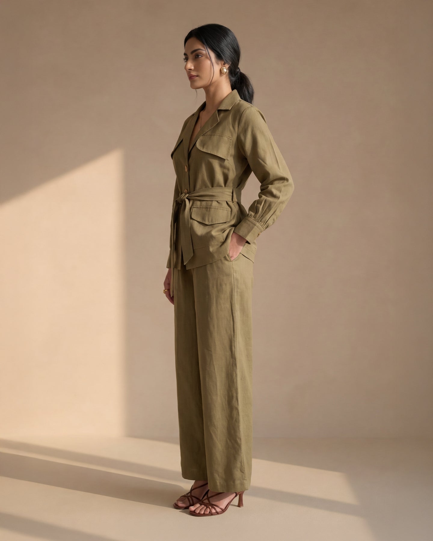 Green Suit Linen Co-ord Set