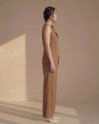 Brown Vest Linen Co-ord Set