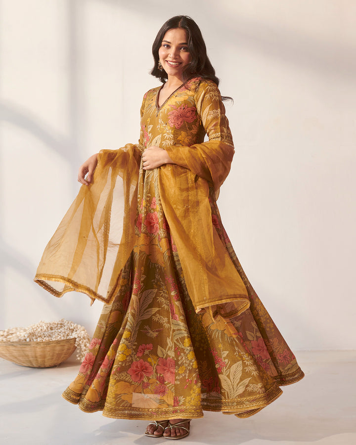 Mustard Foliage Suit Set