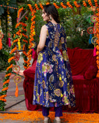 Purple Floral-Stroked Suit Set