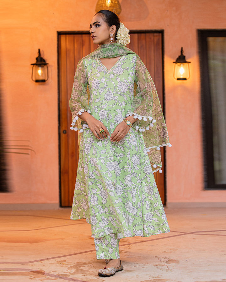 Pistachio Green Kalamkari Suit