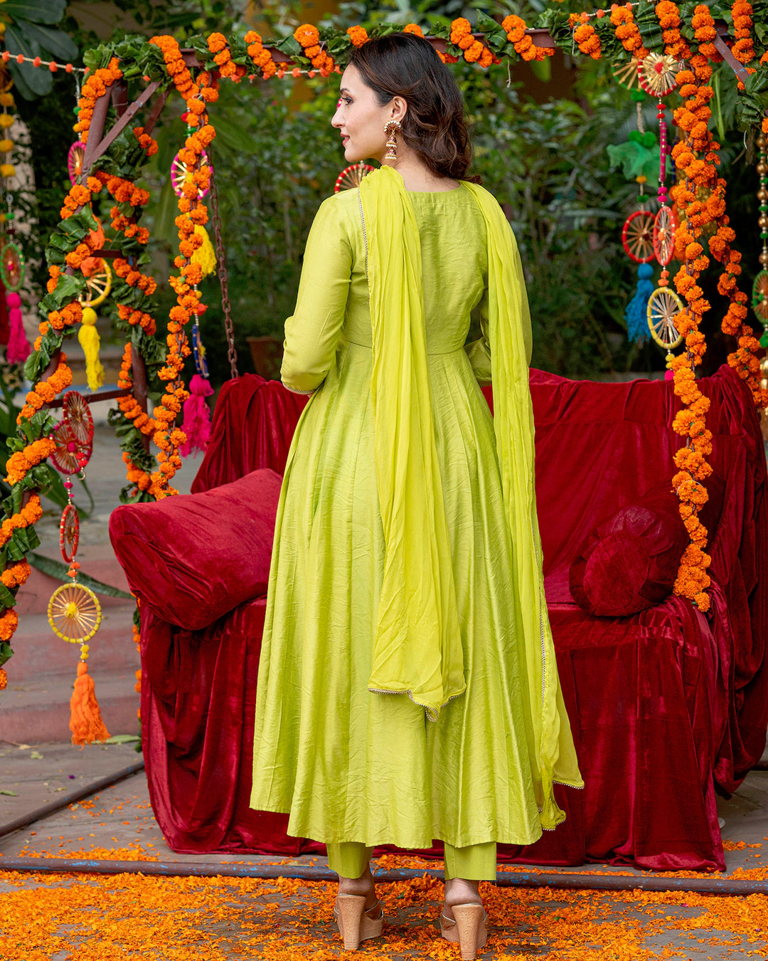 Neon Green Embroidered Suit Set