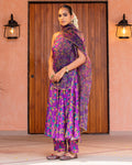 Purple Floral Muslin Suit Set