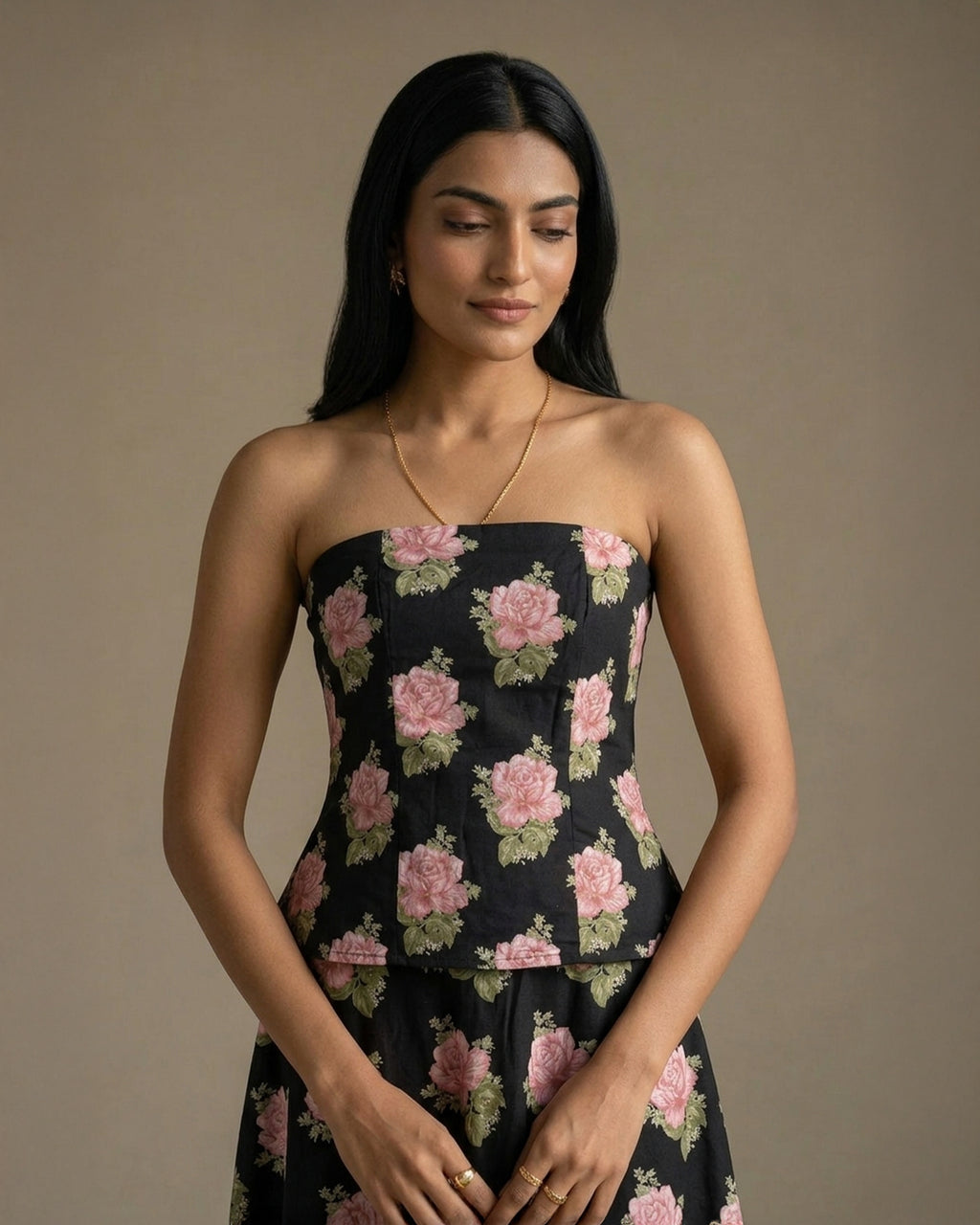 Black Floral Tube Co-ords
