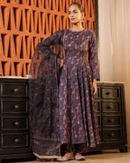 Charcoal Blue Kalamkari Suit Set