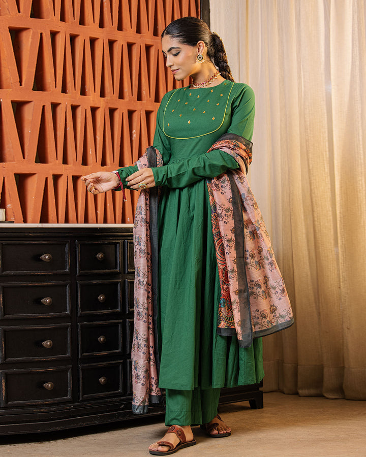 Emerald Green Kalamkari Suit Set