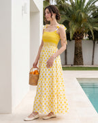 Yellow Smocked & Polka Dress