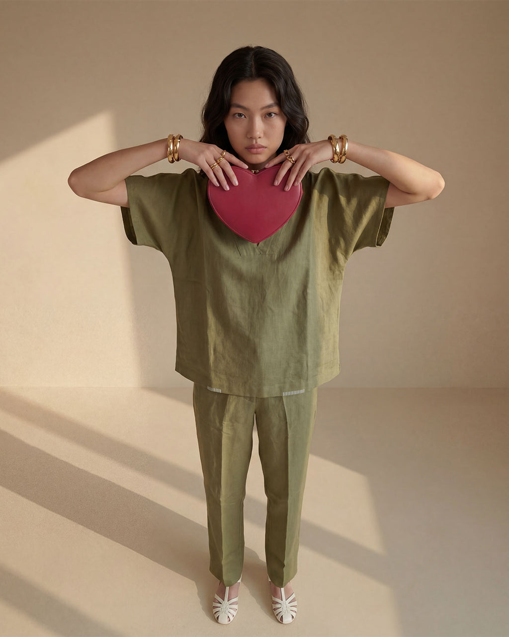 Basic green Linen Co-ord Set