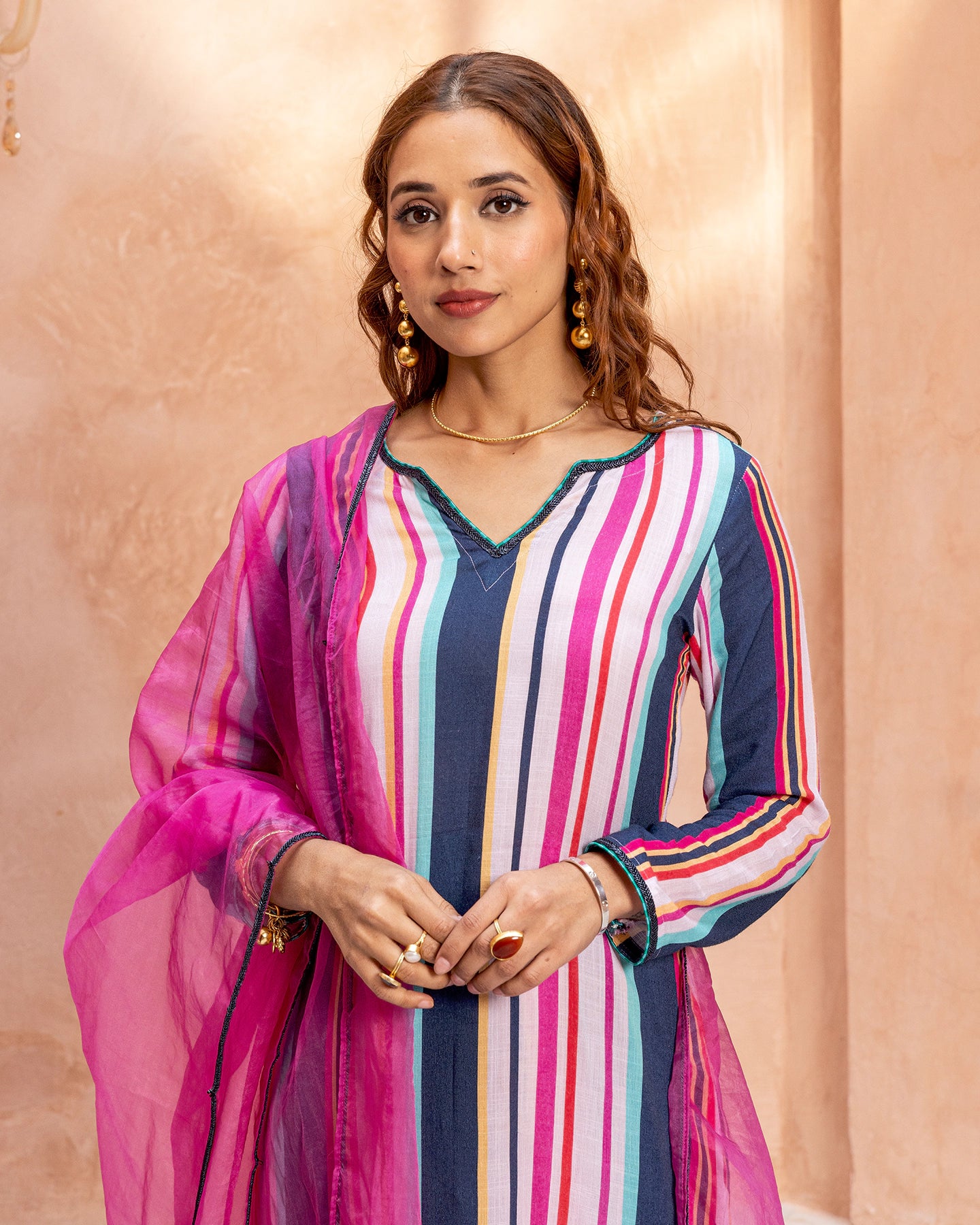 Multicolour Striped Suit Set