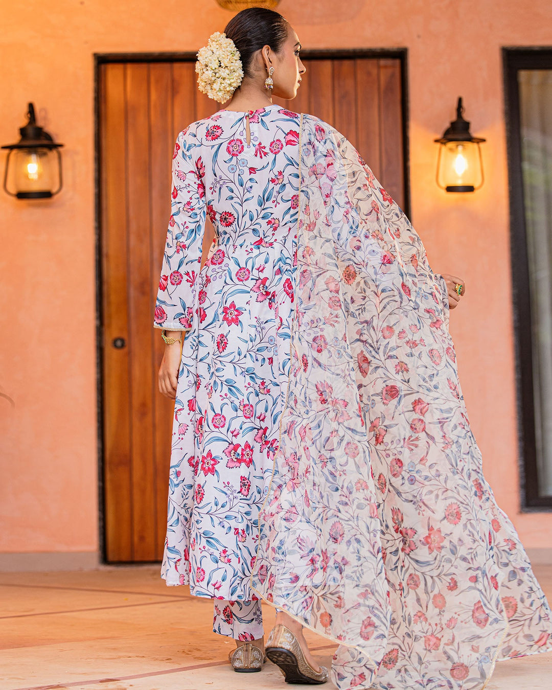 Ivory Printed Muslin Suit Set