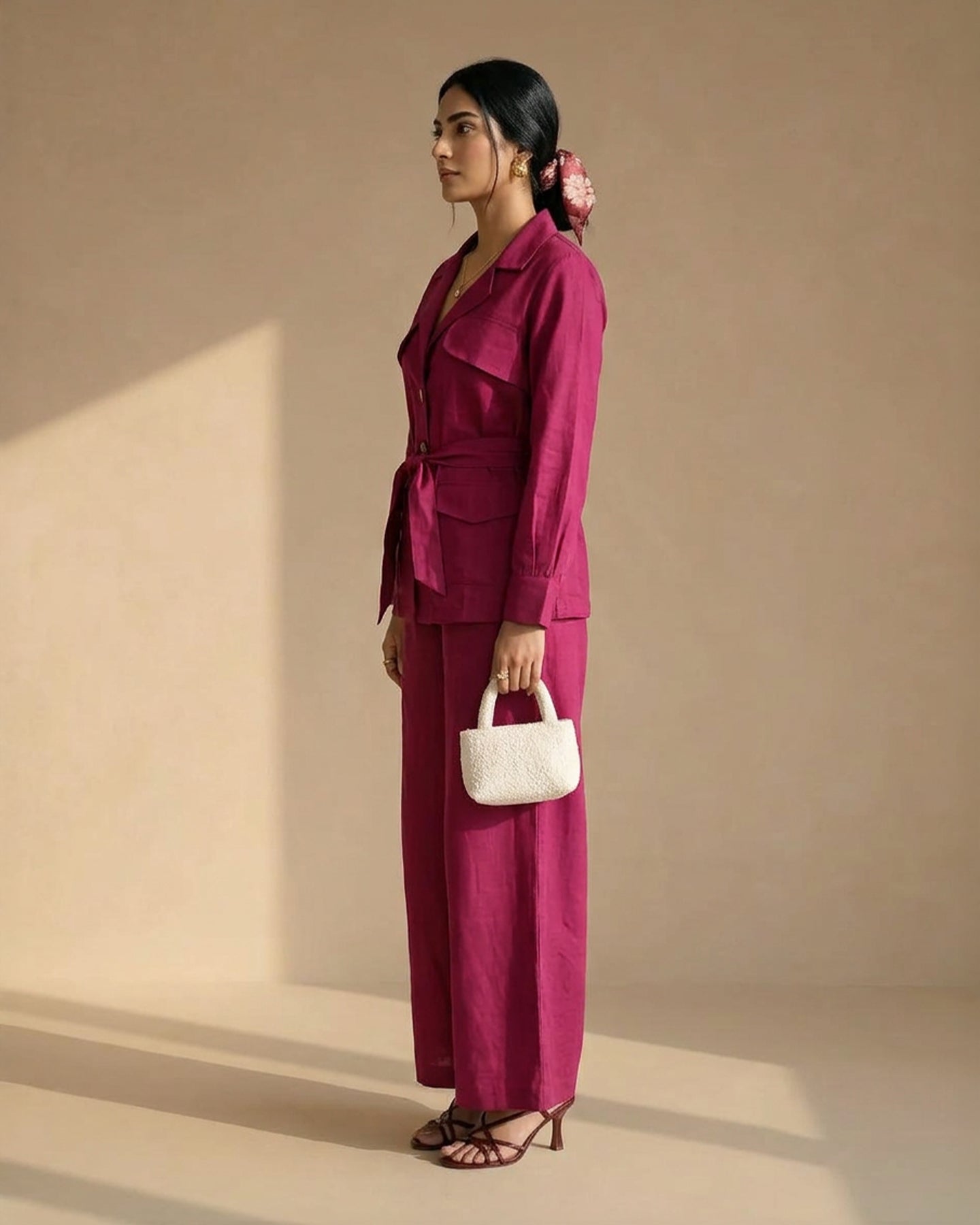 Maroon Suit Linen Co-ord Set