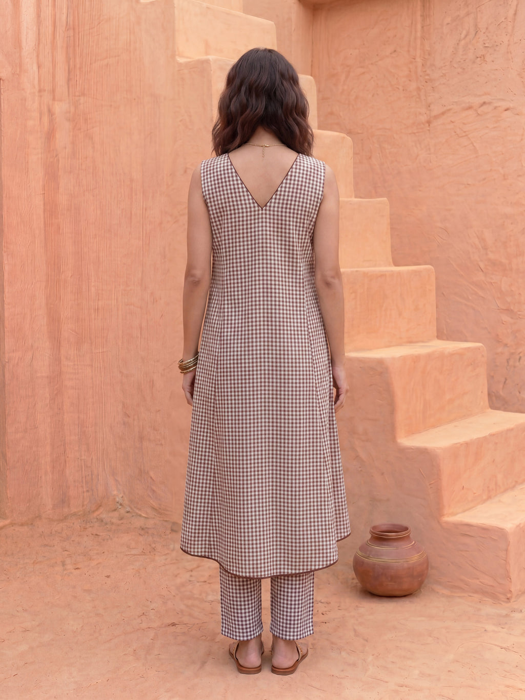 THE CHECKERED CASCADE KURTA SET