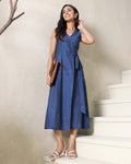 Navy Cotton Wrap Dress