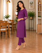 PURPLE CHANDERI KURTA SET