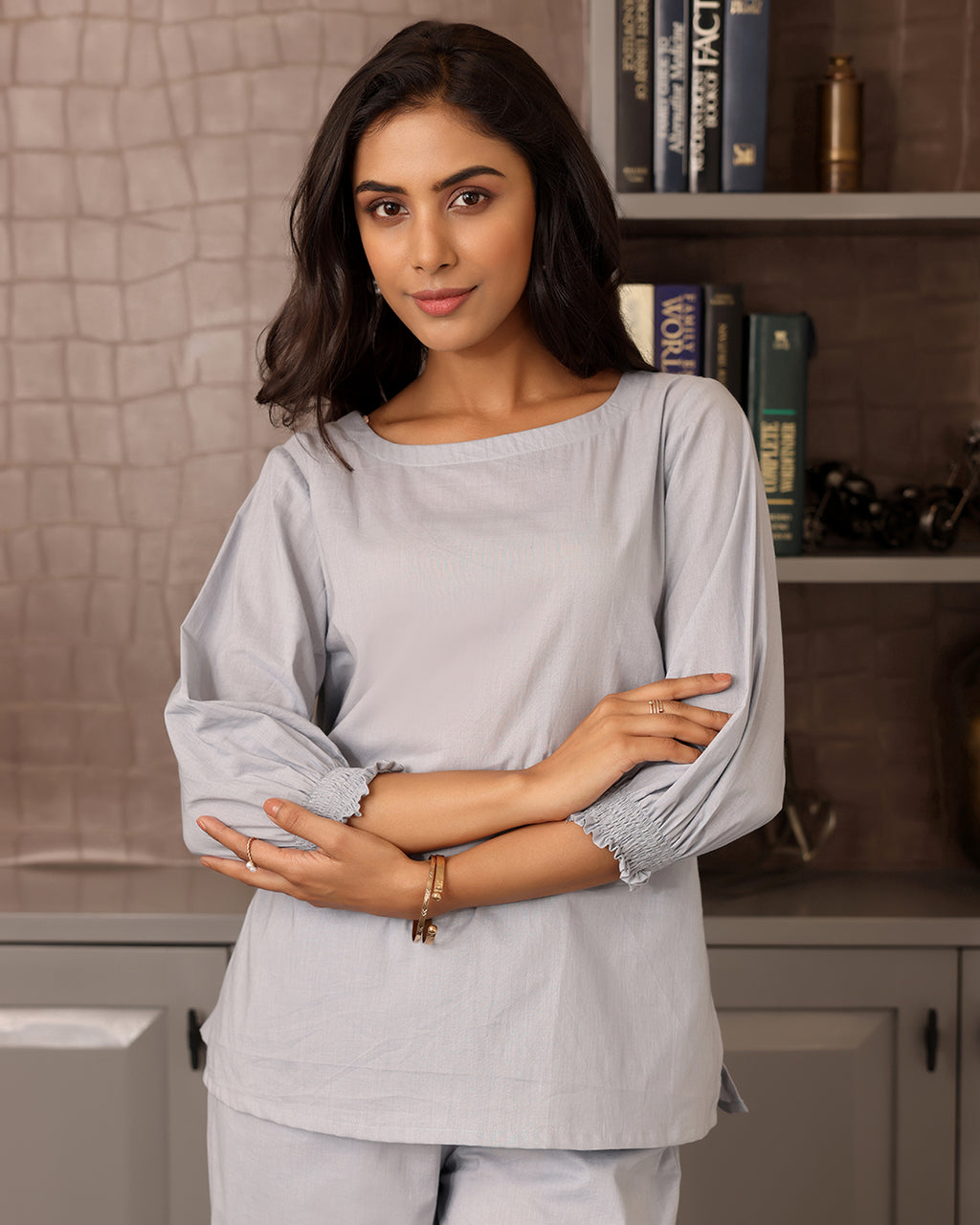 Grey Tie-up Co-ord Set