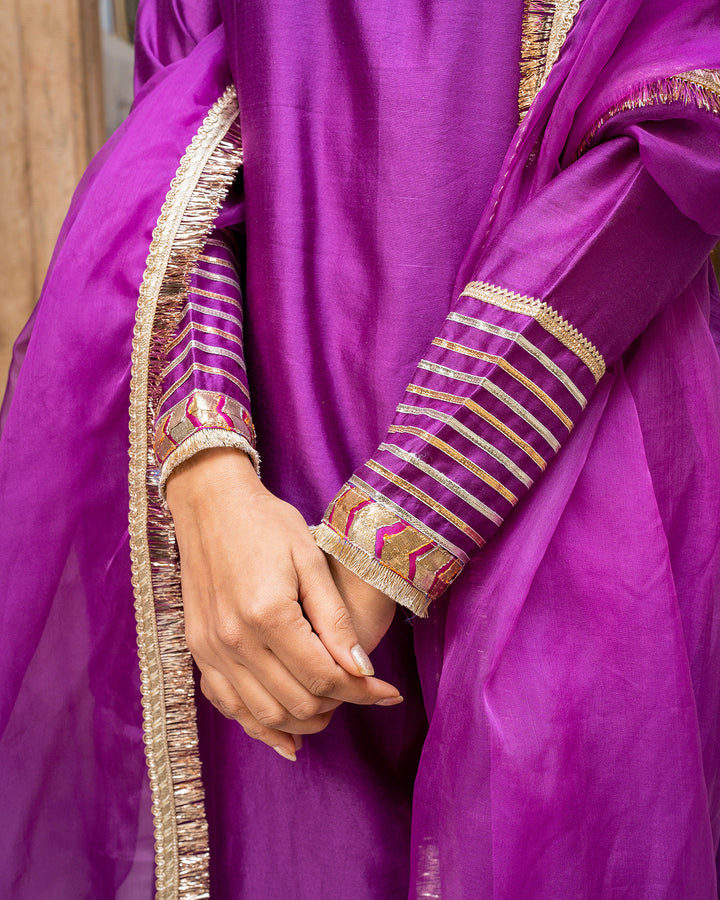 Purple Tamba Work Chanderi Suit Set