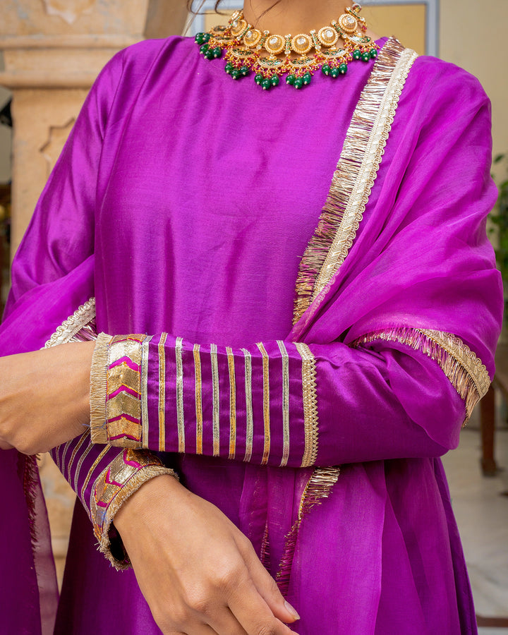 Purple Tamba Work Chanderi Suit Set