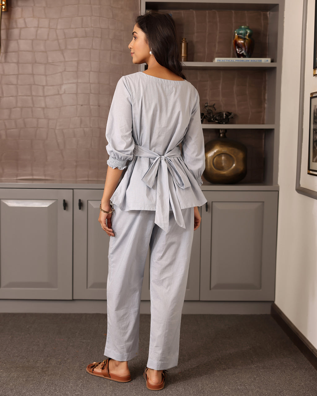 Grey Tie-up Co-ord Set
