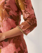 Pink Abstract Floral Kurta Set