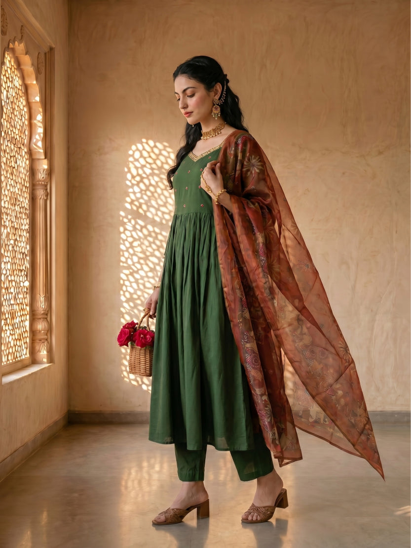 THE EMERALD TWILIGHT ANARKALI SUIT SET