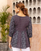 Black Striped Polka Peplum Top