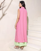 Pink Collared A-Line Kurta Set