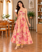 YELLOW ANARKALI FLOWER SET