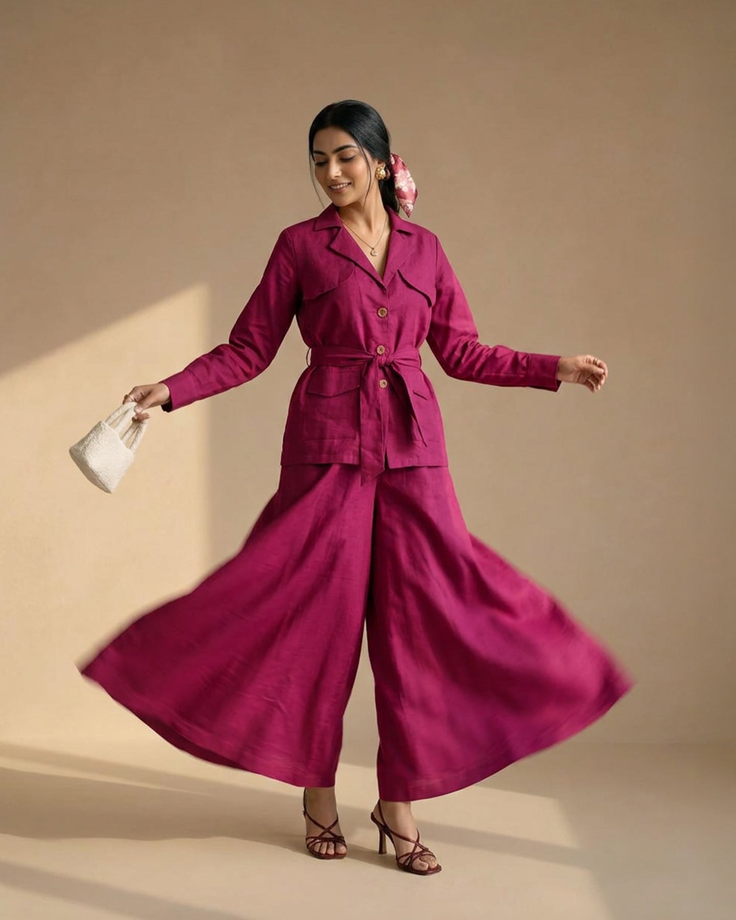 Maroon Suit Linen Co-ord Set