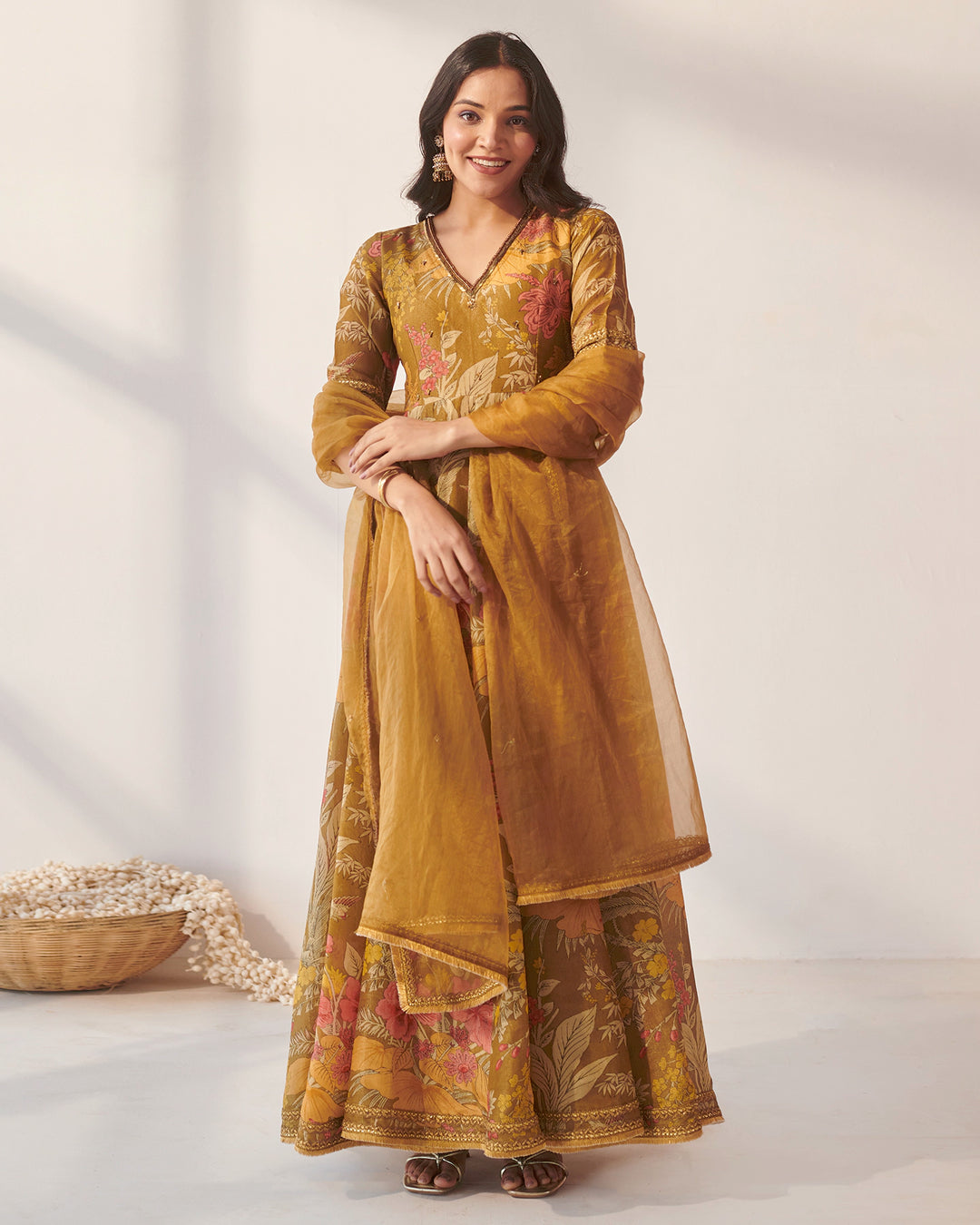 Mustard Foliage Suit Set