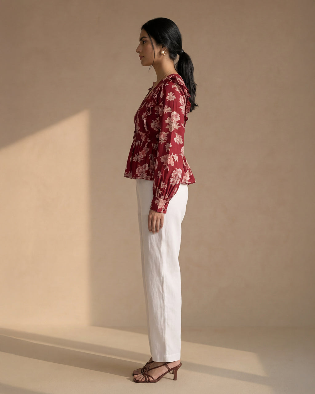 Red Floral Peplum Top