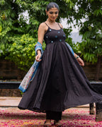 Black Suit & Blue Kalamkari Dupatta