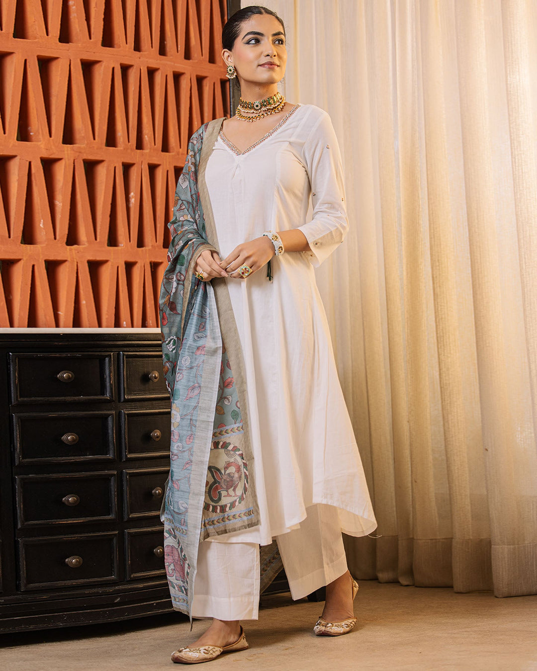 Off white a line cotton suit set