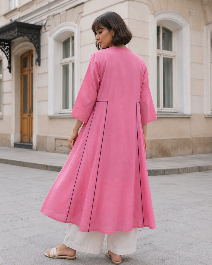 BLUSH KURTA ONLY & DUPATTA