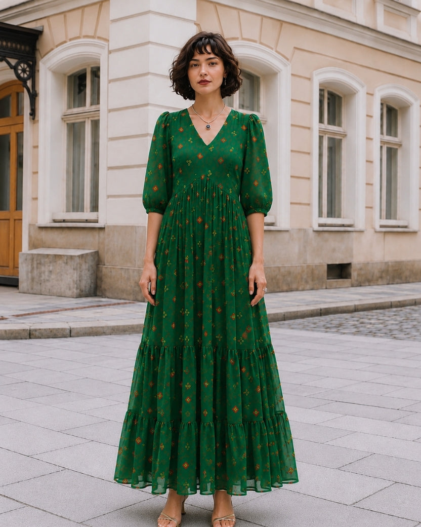 EMERALD BANDHEJ DRESS