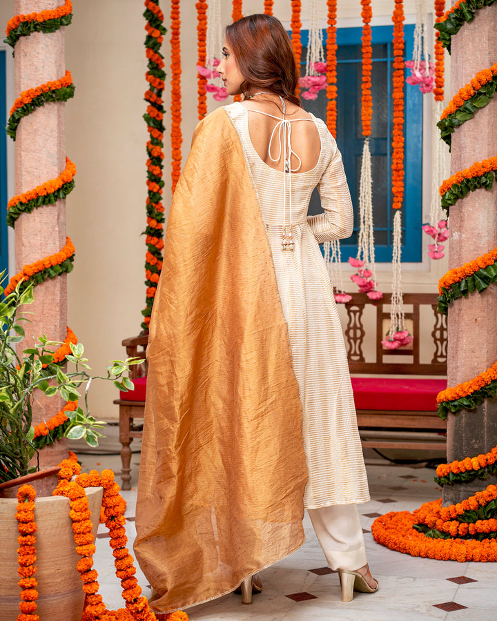 Ivory Self-Embroidered Suit Set